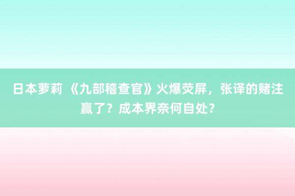 日本萝莉 《九部稽查官》火爆荧屏，张译的赌注赢了？成本界奈何自处？