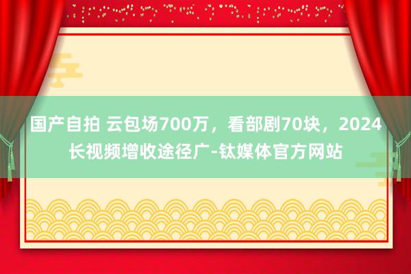 国产自拍 云包场700万，看部剧70块，2024长视频增收途径广-钛媒体官方网站